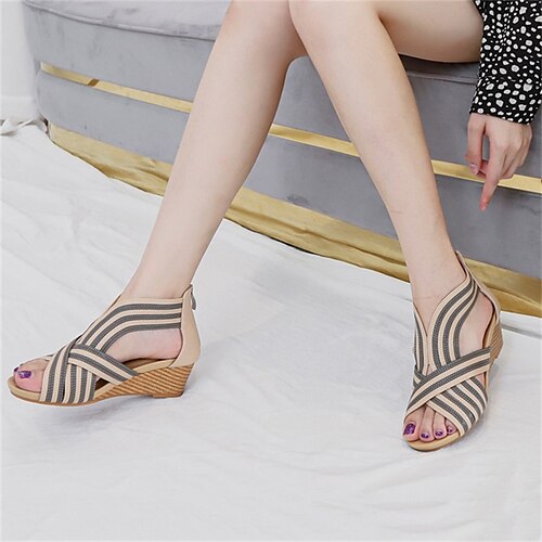 

Per donna Sandali Boho Sandali con la zeppa Giornaliero Zeppa Occhio di pernice Vintage Informale minimalismo Microfibra Tessuto almond Nero Marrone