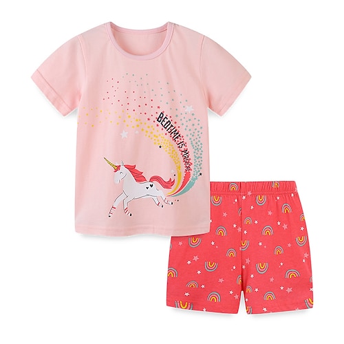 

2 deler Baby Jente Dyr Shorts dress Sett Kortermet Bedårende Avslappet 7-13 år Sommer Rød