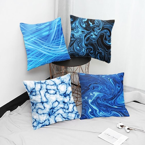 

Abstract Wave Double Side Pillow Cover 4PC Soft Decorative Square Cushion Case Pillowcase for Bedroom Livingroom Sofa Couch Chair