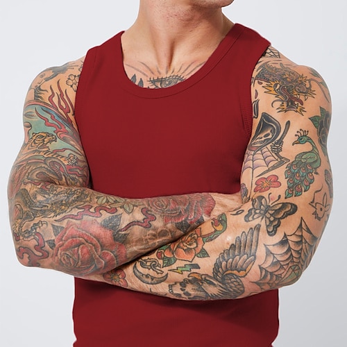 

Herre Tanktop Vest Top Underskorte Ærmeløs skjorte Vanlig Rund hals atletiktøj I-byen-tøj Uden ærmer Tøj Mode Designer Muskel