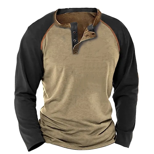 

Per uomo Camicia Henley Color Block Henley Abbigliamento Stampa 3D Esterno Giornaliero Manica lunga Collage Bottone giù Di tendenza Originale Comodo