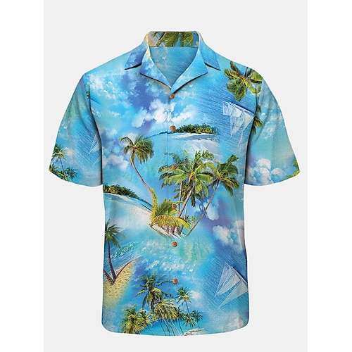 

Per uomo Camicia Camicia hawaiana Albero di cocco Stampe astratte Collare cubano Blu Informale Hawaiano Manica corta Bottone giù Stampa Abbigliamento Sportivo Di tendenza Streetwear Originale