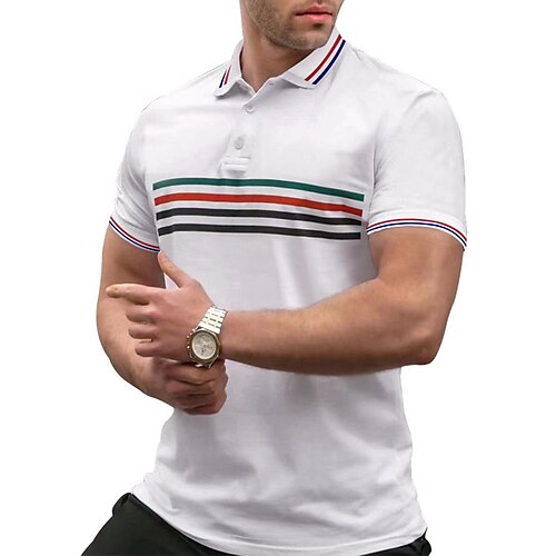 

Per uomo POLO Camicia da golf Golf A strisce Stampe astratte Collo ripiegabile Nero Bianco Blu marino Verde Esterno Strada Maniche corte Stampa Abbigliamento Sportivo Di tendenza Streetwear Originale