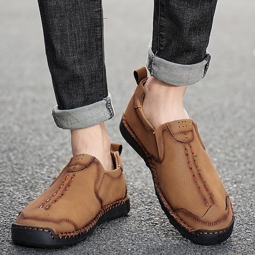 

Hombre Zapatos de taco bajo y Slip-On Zapatos Confort Costura a mano Casual Exterior Diario Microfibra Transpirable Negro Color Caquí Beige Verano