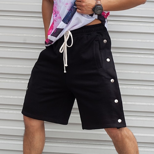 

Homens Shorts de moletom Calção Com Cordão Tecido Conforto Respirável Ao ar livre Diário Para Noite Moda Casual Preto Cinzento