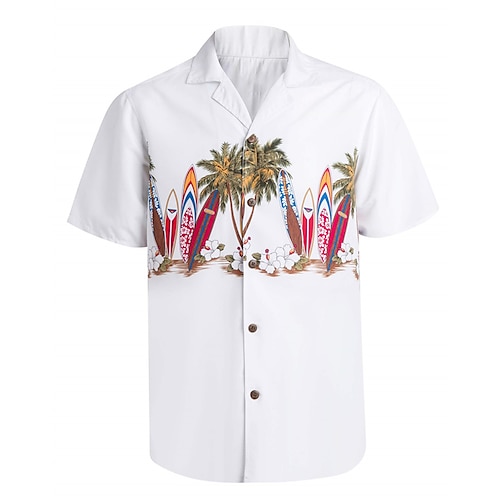 

Herren Hemd Hawaiihemd Sommerhemd Kokosnussbaum Grafik-Drucke Surfbrett Kubanisches Halsband Weiß Casual Hawaiianisch Kurzarm Button-Down Bedruckt Bekleidung Sport Modisch Strassenmode Designer