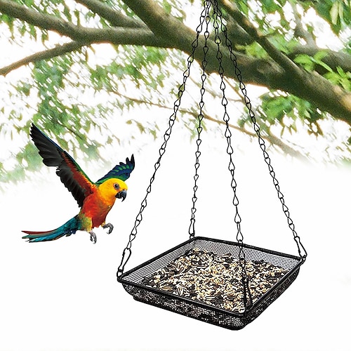 

Bird Feeder Tray Platform Metal Mesh Seed Tray with Durable Chains Wild Bird Feeders Great for Attracting Birds Outside Decoration Wild Backyard Attracting Birds