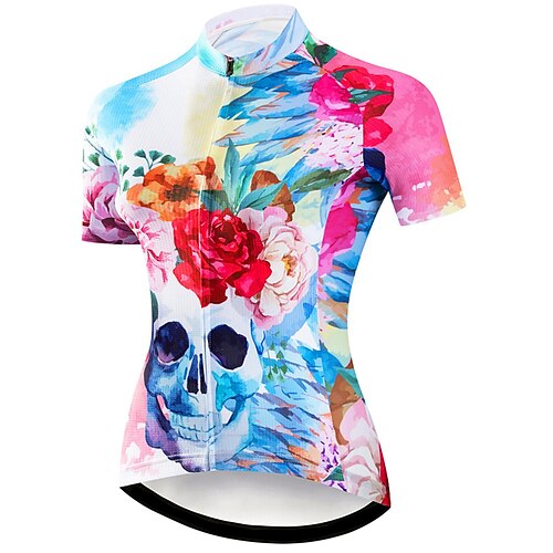 

21Grams Mujer Maillot de Ciclismo Manga Corta Bicicleta Camiseta con 3 bolsillos traseros MTB Bicicleta Montaña Ciclismo Carretera Transpirable Dispersor de humedad Secado rápido Bandas Reflectantes