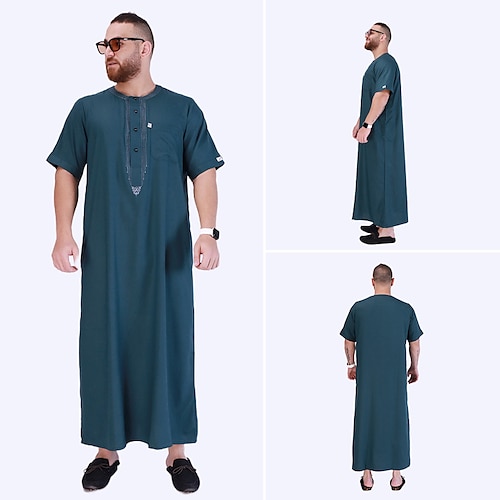 

arabe musulman Adultes Homme Religieux Arabe saoudien Peignoir Thobé / Jubba Pour Polyester Ramadan Collant / Combinaison