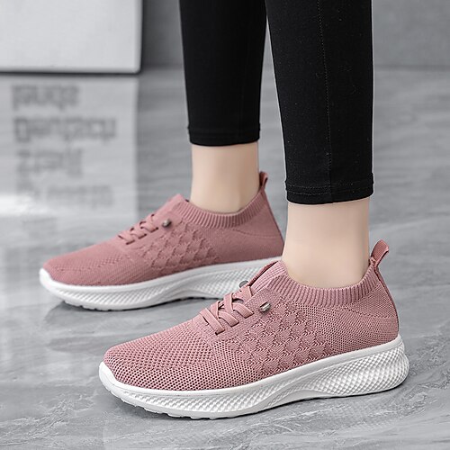 

Per donna Scarpe da ginnastica Slip-On Scarpe comfort Scarpe Flyknit Esterno Giornaliero Lacci Piatto Punta tonda Per sport minimalismo Corsa Footing Tessitura volante Mocassino Nero Rosa