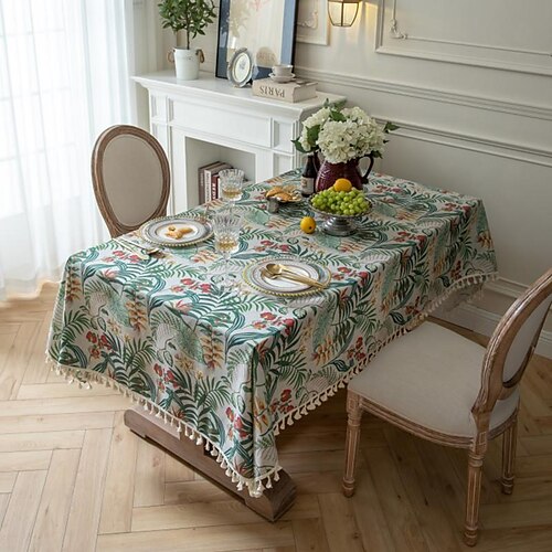 

nappe de ferme nappe en lin de coton nappe de printemps nappe ronde en tissu d'extérieur couverture de table ovale rectangle pour pique-nique, mariage, salle à manger, pâques, cuisine