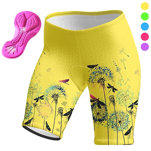 

21Grams Dame Sykkelshorts Sykkel Fôrede shorts Bunner Fjellsykling Veisykling sport Grafisk Blomster botanikk 3D Pute Sykling Pustende Fukttransport Lilla Hvit Spandex Klær Sykkelklær
