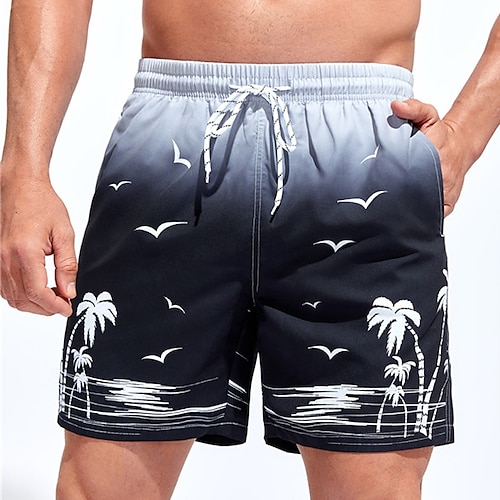 

Herre Surfeshorts Badeshorts Sommershorts Strandshorts Snorer med mesh fôr Elastisk midje Kokosnøttre Grafiske trykk Hurtigtørkende Kort Avslappet Daglig Ferie Bohem Hawaiisk Svart Mikroelastisk