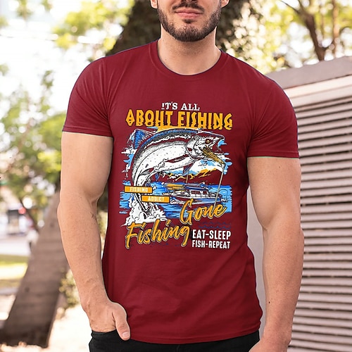 

Herre T-shirt Grafiske T-shirts Cool skjorte Grafiske tryk Fisk Rund hals Varm Stempling Gade Ferierejse Kort Ærme Trykt mønster Tøj Designer Basale Moderne Moderne