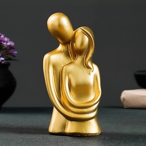 

1pc Golden Couple Decoration Craft, Hugging Couple Sculpture, Indoor Home Desktop Decoration