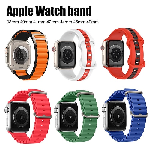 

6 Pack Alpine Loop Ocean Band Compatible with Apple Watch band 38mm 40mm 41mm 42mm 44mm 45mm 49mm Braided Elastic Two Tone Nylon Soft Silicone Strap Replacement Wristband for iwatch Series Ultra 8 7