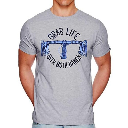 

Herre Plusstørrelser Store Høje T-shirt T-Shirts Rund Hals Grå Kort Ærme udendørs I-byen-tøj Trykt mønster Bogstaver Tøj Bomuldsblanding Gade Stilfuld Afslappet