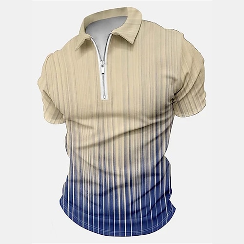 

Per uomo POLO Polo con zip Camicia da golf Golf A strisce Stampe astratte Collo ripiegabile Giallo Esterno Strada Maniche corte Cerniera Stampa Abbigliamento Di tendenza Originale Informale