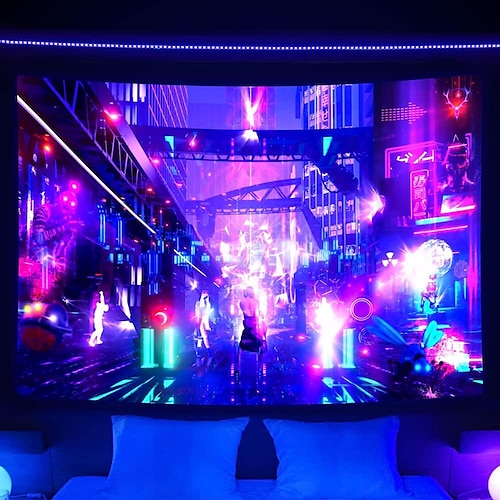 

blacklight billedvev uv-reaktiv japansk anime veggteppe til stuen