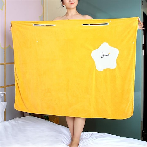 

105 135 cm mais vendido bolso estrela absorvente de água meninas podem usar toalha de banho vestido de banho de lã coral atacado roupões de banho femininos