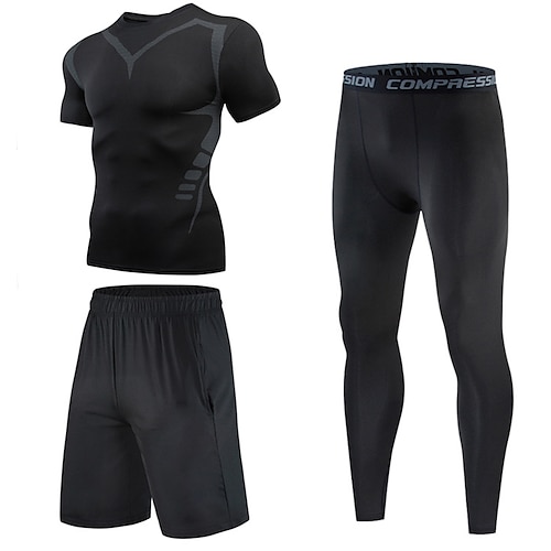 

Per uomo Set di Abbigliamento Sportivo Tuta di compressione 3 pezzi Sportivo Traspirante Traspirazione umidità Morbido Fitness Corsa Jogging abbigliamento sportivo Abbigliamento sportivo Color Block