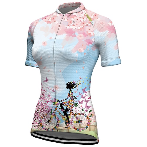 

21Grams Femme Maillot Velo Cyclisme Manche Courte Cyclisme Top avec 3 poches arrière VTT Vélo tout terrain Vélo Route Respirable Evacuation de l'humidité Séchage rapide Bandes Réfléchissantes Blanche