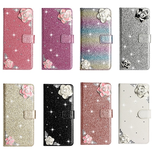 

téléphone Coque Pour Apple Portefeuille iPhone 14 13 12 11 Plus Pro Max Portefeuille Protection complète du corps Brillant Brillant Cristal Diamant TPU faux cuir