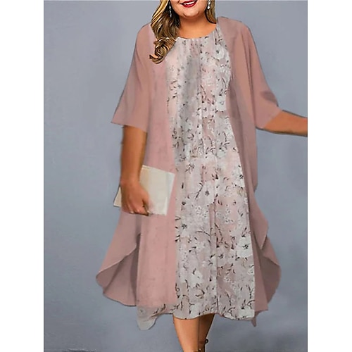 

Per donna Plus Size Abito casual Set di vestiti Vestito due pezzi Floreale Vestito longuette Mezza manica Stampa Girocollo Di tendenza Esterno Verde chiaro Rosa Estate Primavera L XL XXL 3XL 4XL