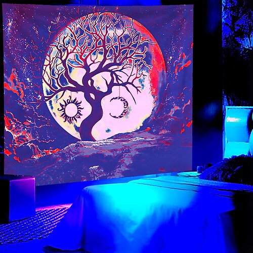 

Blacklight tapisserie uv réactif fantaisie forêt nature paysage tenture murale pour salon