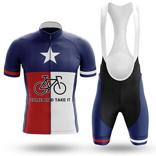 

Herre Cykeltrøje og shorts Cykelbukser Cykelshorts Kortærmet Bjerg Cykling Vej Cykling Hvid Blå Stjerner Cykel Shorts Shorts med seler Tøjsæt Åndbart Svedtransporende Refleksbånd Spandex Lycra Sport