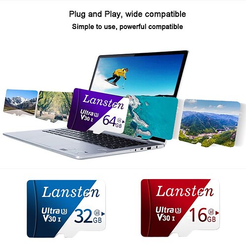 

lansten micro sd 16gb 32gb 64gb micro sd-kort sd/tf flash-kort minnekort 16 32 64 gb microsd for telefon