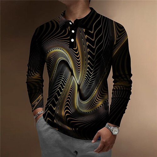 

Per uomo POLO Camicia da golf Golf 3D Print Astratto Stampe astratte Collo ripiegabile Giallo Blu Esterno Strada Manica lunga Bottone giù Stampa Abbigliamento Di tendenza Streetwear Originale Morbido