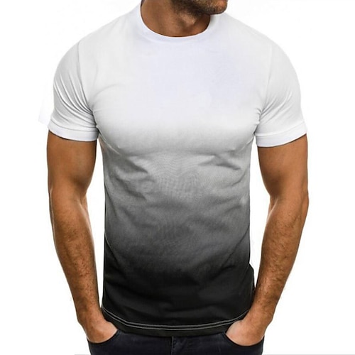 

Men's T shirt Tee Gradient Crewneck Outdoor Going out Short Sleeves Clothing Apparel Fashion Streetwear Casual Daily