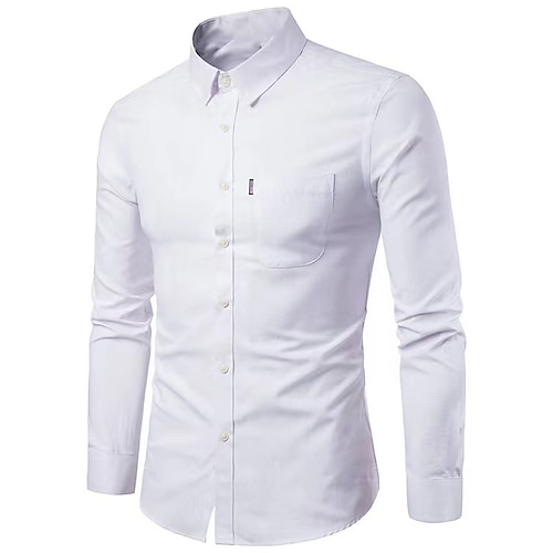 

Men's Dress Shirt Regular Fit Long Sleeve Turndown Solid Color Cotton Blend Light Pink Sea Blue Black 2023