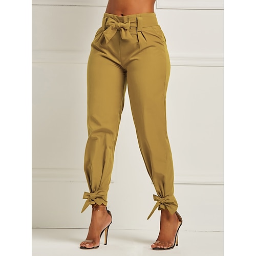 

Femme Chino Pantalon Vert Jaune Noir Taille médiale Mode Vêtement de rue Casual Fin de semaine Micro-élastique Cheville Confort Plein S M L XL