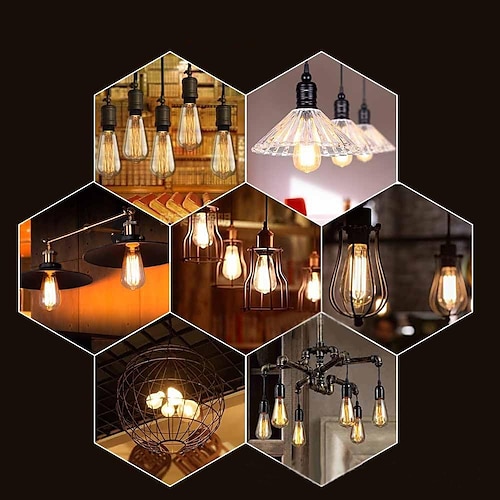  Lot de 6 ampoules Edison 40 W st58 filament vintage ampoule à incandescence de style antique – AC220/110 V e26/e27 base – verre transparent – lampe en forme de larme pour lustres, appliques murales, éclairage suspendu.