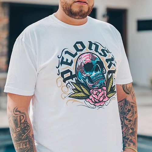 

Per uomo Plus Size Grande Alto maglietta Magliette Girocollo Bianco Maniche corte Esterno Per uscire Stampa Alfabetico Stampe astratte Abbigliamento Misto cotone Streetwear Moda Informale