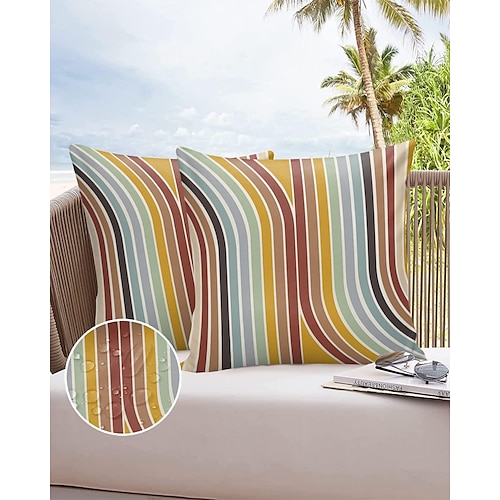 

Outdoor Waterproof Pillow Cover Striped for Patio Garden Sofa Couch Livingroom