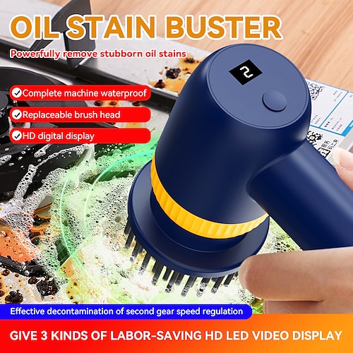 

elektrisk spinn scrubber bad scrubber oppladbar power scrubber for badekar/kjøkken/grill/fliser/gulv/vask/vindusspor trådløs spin scrubber med 2 hastigheter og 3 børstehoder