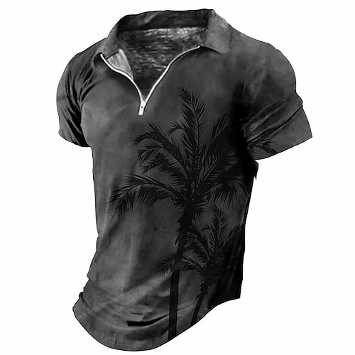 

Per uomo POLO Polo con zip Camicia da golf Golf Albero di cocco Stampe astratte Collo ripiegabile Marrone Grigio Esterno Strada Maniche corte Cerniera Stampa Abbigliamento Di tendenza Originale