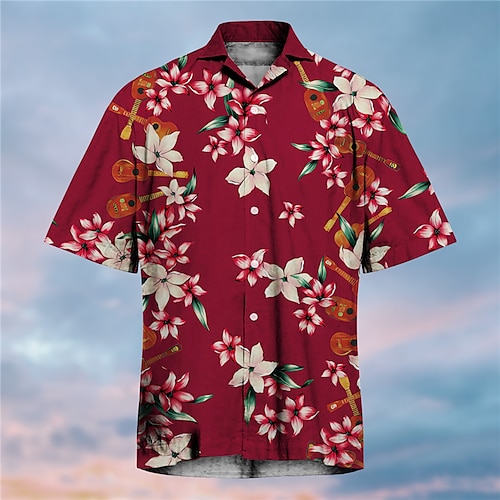 

Per uomo Camicia Camicia hawaiana Floreale Stampe astratte Collo ripiegabile Bianco Vino Esterno Strada Maniche corte Stampa Abbigliamento Di tendenza Streetwear Originale Morbido