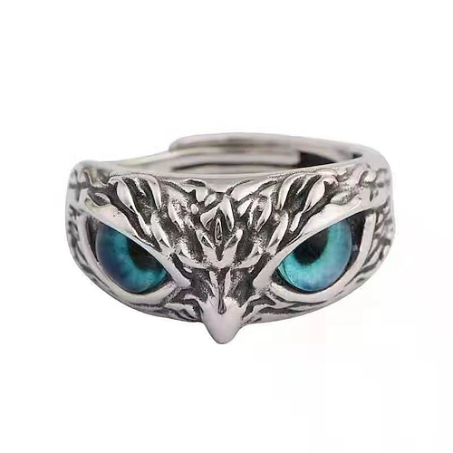 

1 stk ring for kvinner-blå ugleøyne (onde øyet)-legering vintage stil