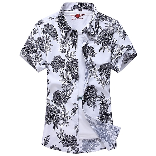 

Herren Hemd Lässiges Hemd Graphic Klassischer Kragen Schwarz Weiß Casual Täglich Kurzarm Bekleidung Hawaiianisch Brautkleider schlicht