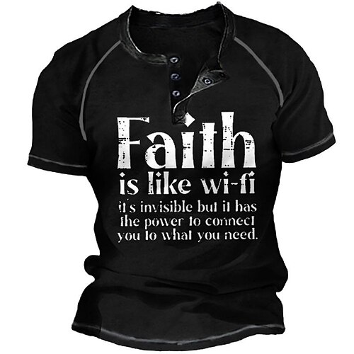 

Herre Henley-skjorte Grafiske T-shirts Cool skjorte Grafiske tryk Tro bogstavtryk Henley Varm Stempling Gade Ferierejse Kortærmet Trykt mønster Tøj Mode Designer Basale