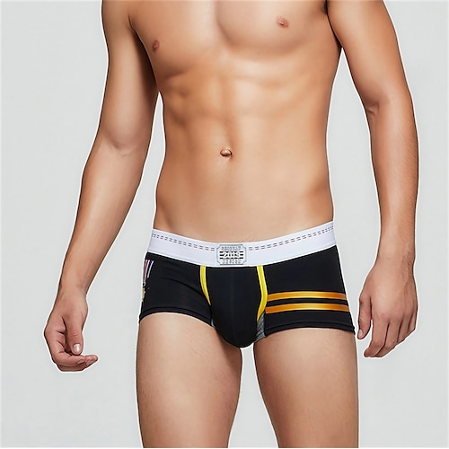 Hombre 1 PC Boxer Slip Estampado Licra Poliéster / Algodón Lavable Cómodo Bloque de color Estampados Tiro Bajo Negro Vino
