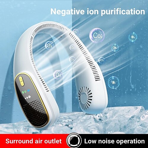 

ventilatore senza lama portatile appeso al collo con purificatore d'aria del generatore di ioni negativi 4000mah ventola di raffreddamento dell'aria della batteria ricaricabile usb