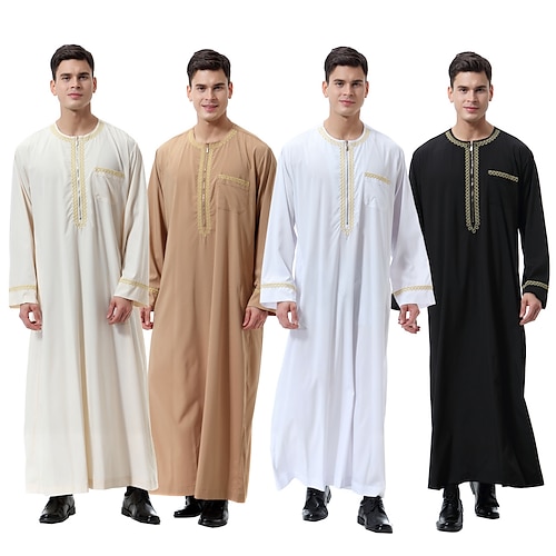 

Arabian Muslim Adults Men's Religious Saudi Arabic Robe Thobe / Jubba For Polyester Ramadan Leotard / Onesie