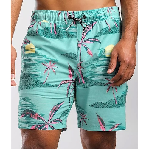 

Herre Surf shorts Badeshorts Snørelukning med mesh-for Elastisk Talje Træ Grafiske tryk Hurtigtørrende Korte Afslappet Daglig Ferie Hawaiiansk Boheme Blå Lilla Mikroelastisk