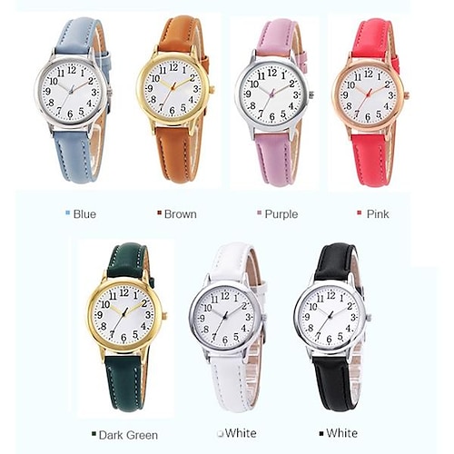 

fashion brand women's quartz watch Japanese sports women's quartz watch easy to read Arabic numerals simple dial PU leather strap women's candy color