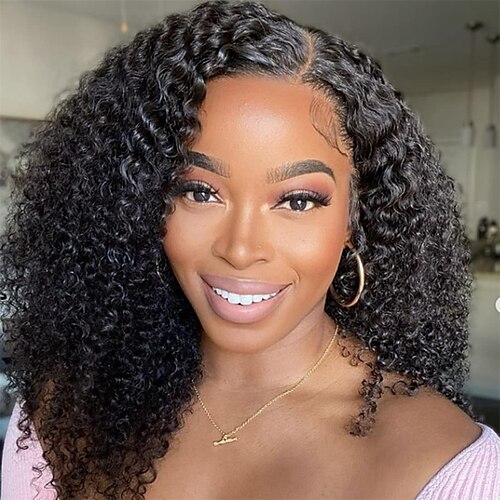 Curly Lace Front Wig Human Hair 13x4 Kinky Curly Transparent Lace Frontal  Wigs with Baby Hair